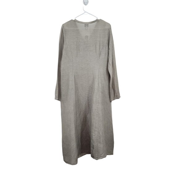 Eileen Fisher Women's Linen Silk Long Sleeves Lighweight Lagenlook Dress - Picture 6 of 8